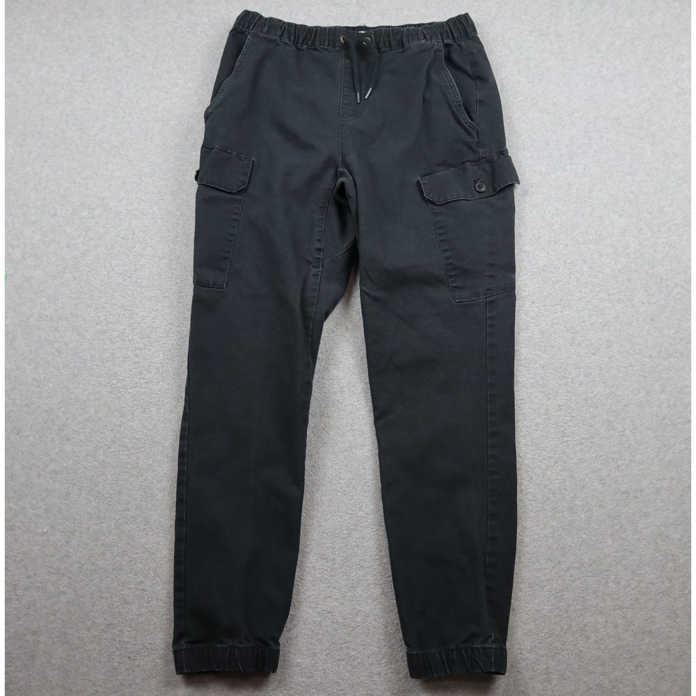 Airwalk Cargo Jogger Pants Mens Small Black Cotton Blend Elastic Waist Utility